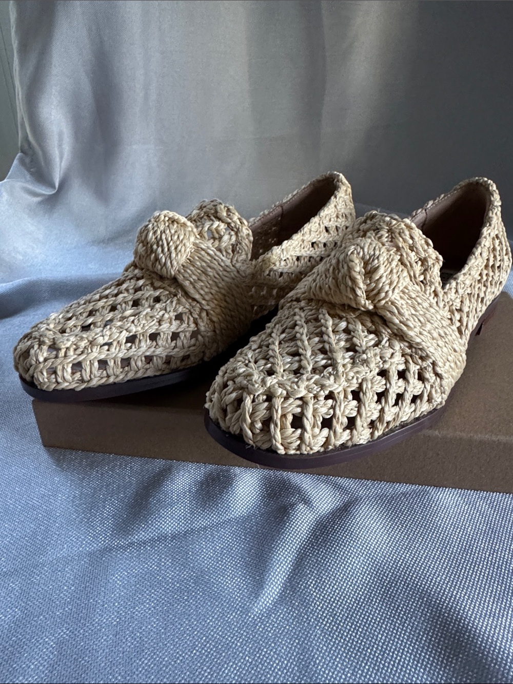 Bibi Lou Posey Woven Raffia Loafers Natural Size 38 – Never Worn